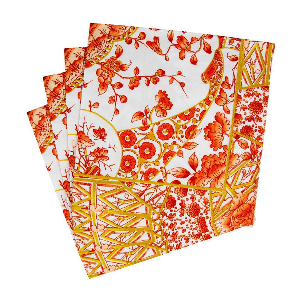 Gilded Porcelain Coral Luncheon Napkins
